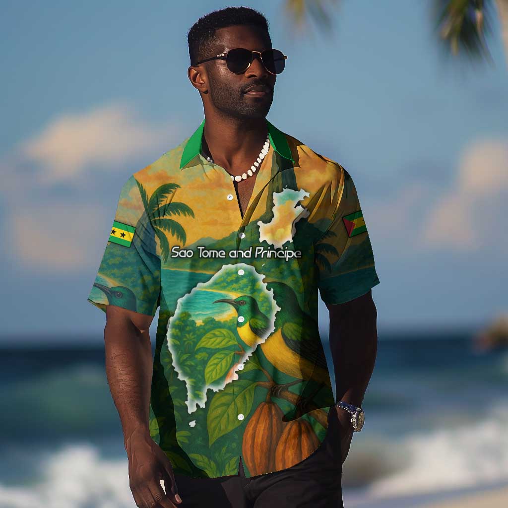 Sao Tome and Principe Hawaiian Shirt Tropical Island Bird and Cocoa Forest - African Pride