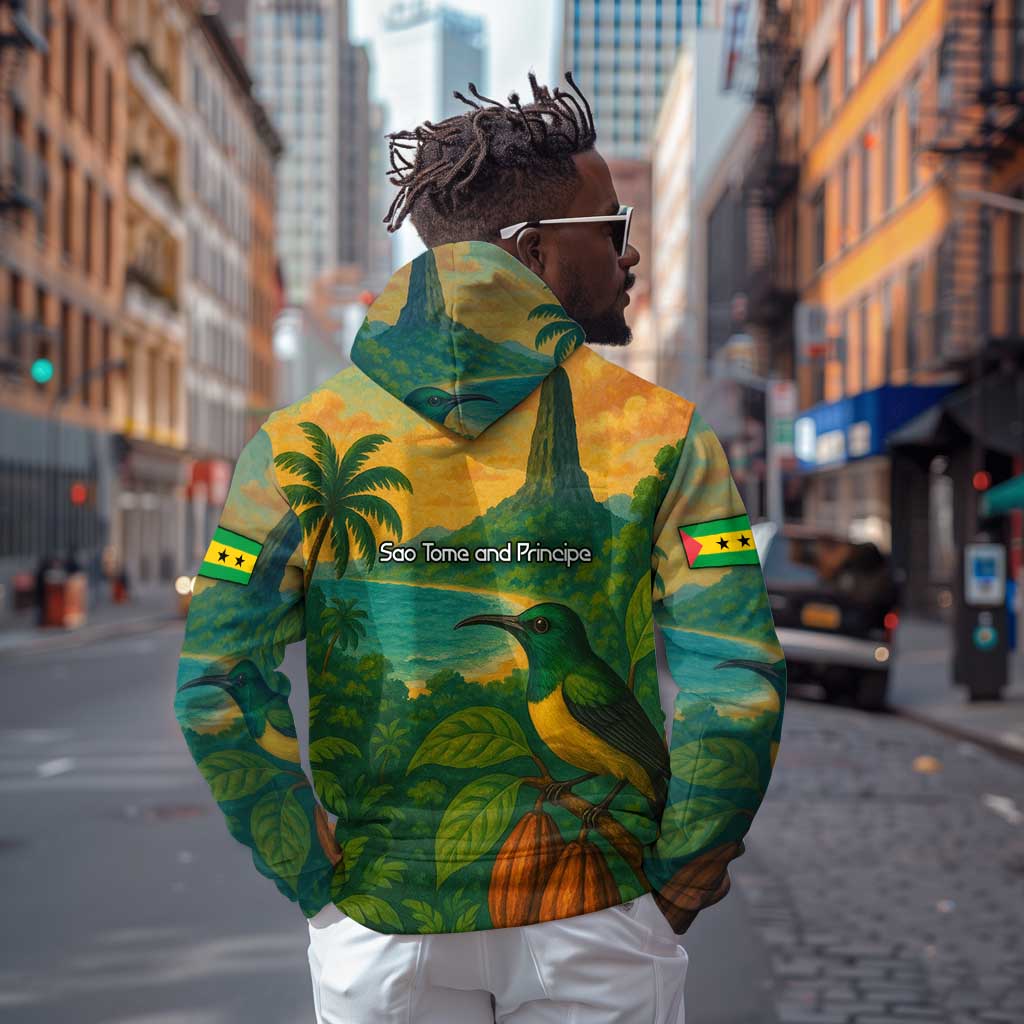 Sao Tome and Principe Zip Hoodie Tropical Island Bird and Cocoa Forest - African Pride