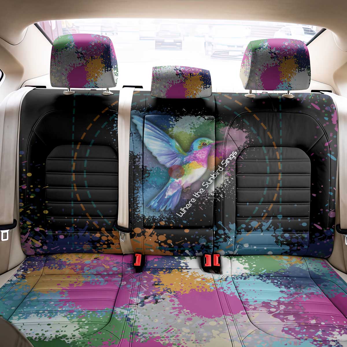 Where the Sunbird Sings Back Car Seat Cover Sao Tome and Principe Flag - Color Splash Art - African Pride