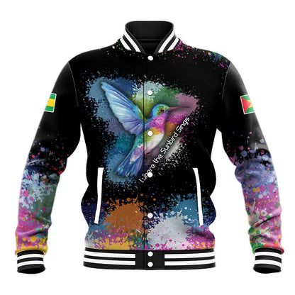 Where the Sunbird Sings Baseball Jacket Sao Tome and Principe Flag - Color Splash Art - African Pride