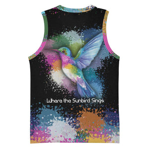 Where the Sunbird Sings Basketball Jersey Sao Tome and Principe Flag - Color Splash Art TS04