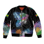 Where the Sunbird Sings Bomber Jacket Sao Tome and Principe Flag - Color Splash Art - African Pride