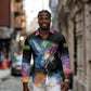 Where the Sunbird Sings Long Sleeve Button Shirt Sao Tome and Principe Flag - Color Splash Art - African Pride