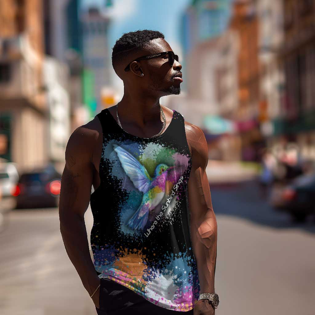 Where the Sunbird Sings Men Tank Top Sao Tome and Principe Flag - Color Splash Art - African Pride