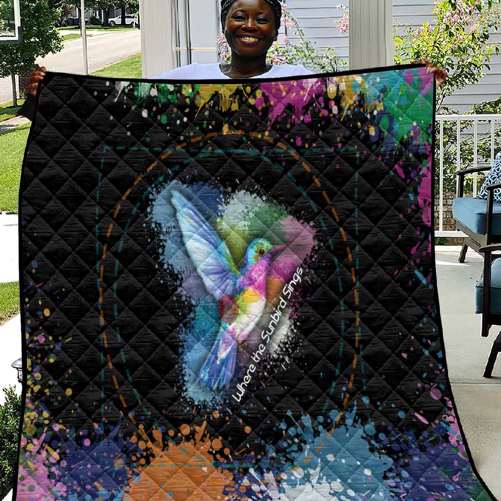 Where the Sunbird Sings Quilt Sao Tome and Principe Flag - Color Splash Art - African Pride