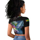 Where the Sunbird Sings Raglan Cropped T shirt Sao Tome and Principe Flag - Color Splash Art - African Pride