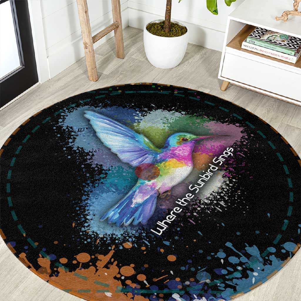 Where the Sunbird Sings Round Carpet Sao Tome and Principe Flag - Color Splash Art - African Pride