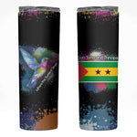 Where the Sunbird Sings Skinny Tumbler Sao Tome and Principe Flag - Color Splash Art - African Pride