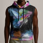 Where the Sunbird Sings Sleeveless Hoodie Sao Tome and Principe Flag - Color Splash Art - African Pride