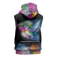 Where the Sunbird Sings Sleeveless Zip Hoodie Sao Tome and Principe Flag - Color Splash Art - African Pride