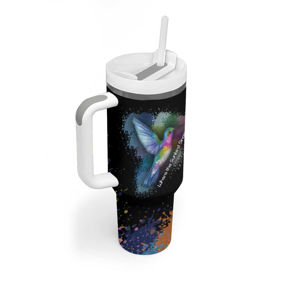 Where the Sunbird Sings Tumbler With Handle Sao Tome and Principe Flag - Color Splash Art - African Pride
