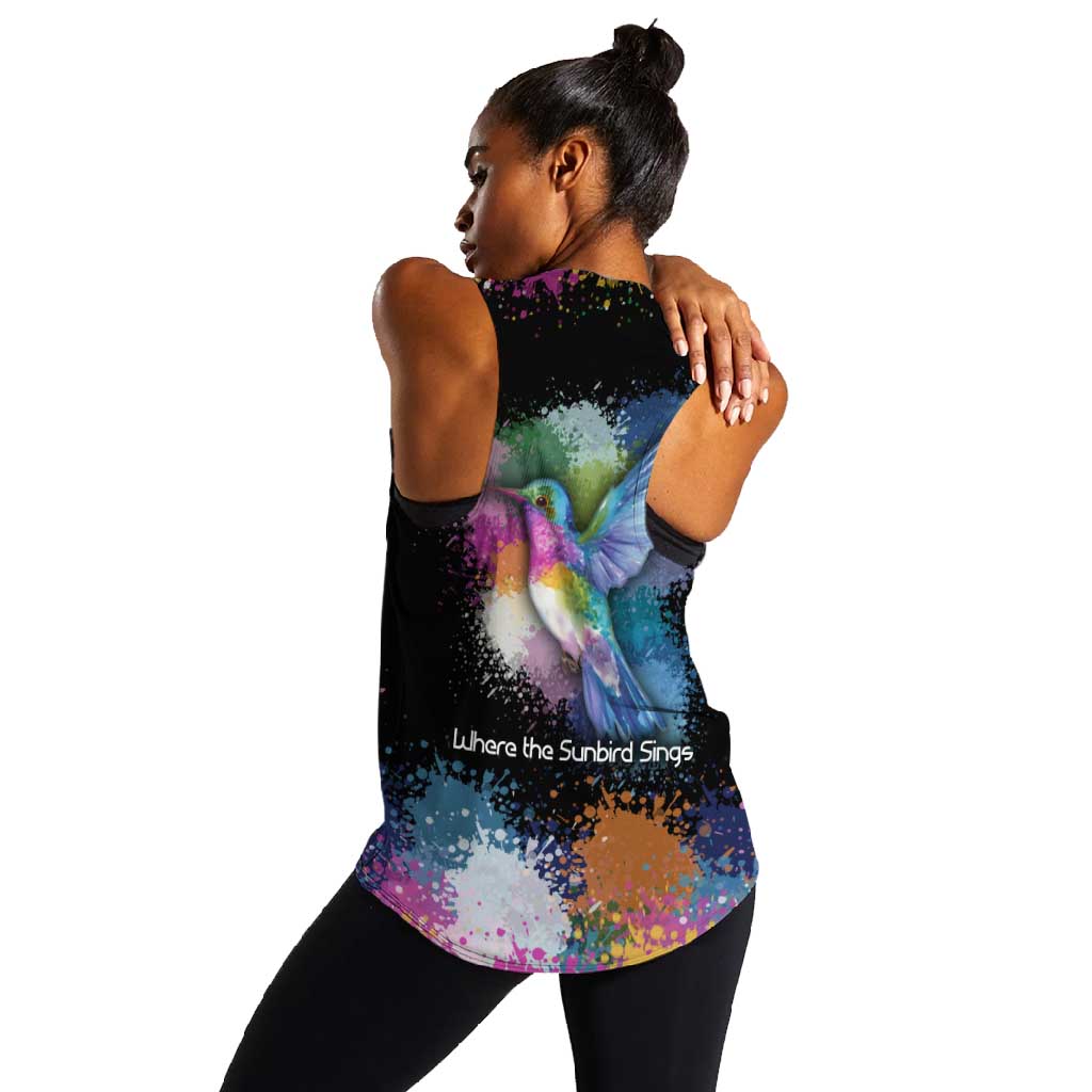 Where the Sunbird Sings Women Racerback Tank Sao Tome and Principe Flag - Color Splash Art - African Pride