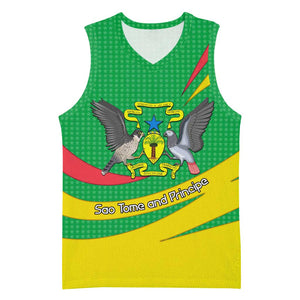 Sao Tome and Principe National Emblem Basketball Jersey Green Yellow Flag Pattern TS04