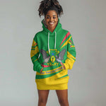 Sao Tome and Principe National Emblem Hoodie Dress Green Yellow Flag Pattern - African Pride