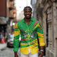 Sao Tome and Principe National Emblem Long Sleeve Button Shirt Green Yellow Flag Pattern - African Pride