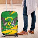 Sao Tome and Principe National Emblem Luggage Cover Green Yellow Flag Pattern - African Pride