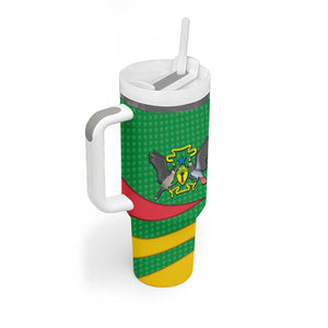 Sao Tome and Principe National Emblem Tumbler With Handle Green Yellow Flag Pattern - African Pride