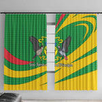 Sao Tome and Principe National Emblem Window Curtain Green Yellow Flag Pattern - African Pride