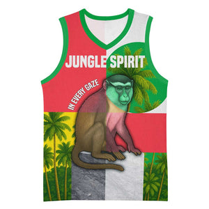 Jungle Spirit Monkey Basketball Jersey Sao Tome and Principe Tropical Flag Color TS04