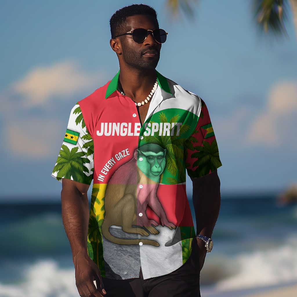 Jungle Spirit Monkey Hawaiian Shirt Sao Tome and Principe Tropical Flag Color - African Pride