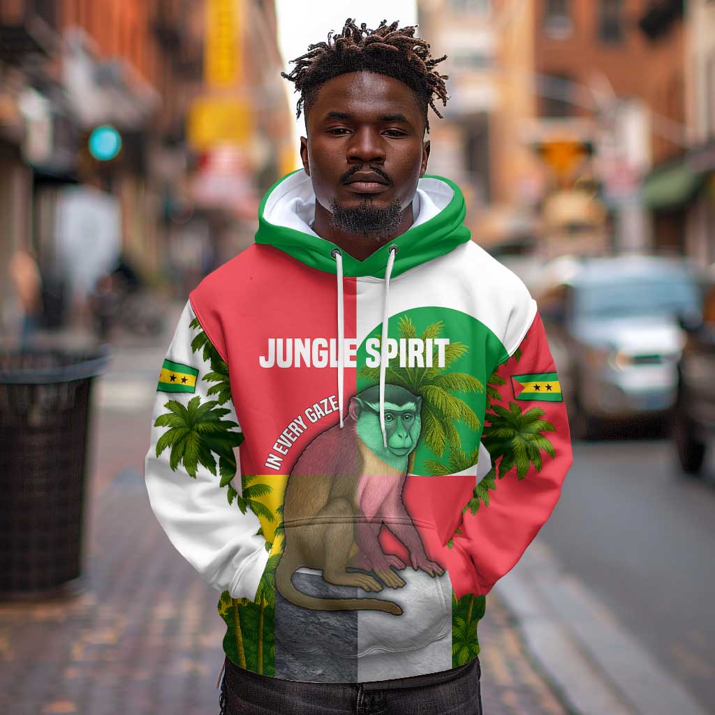 Jungle Spirit Monkey Hoodie Sao Tome and Principe Tropical Flag Color - African Pride