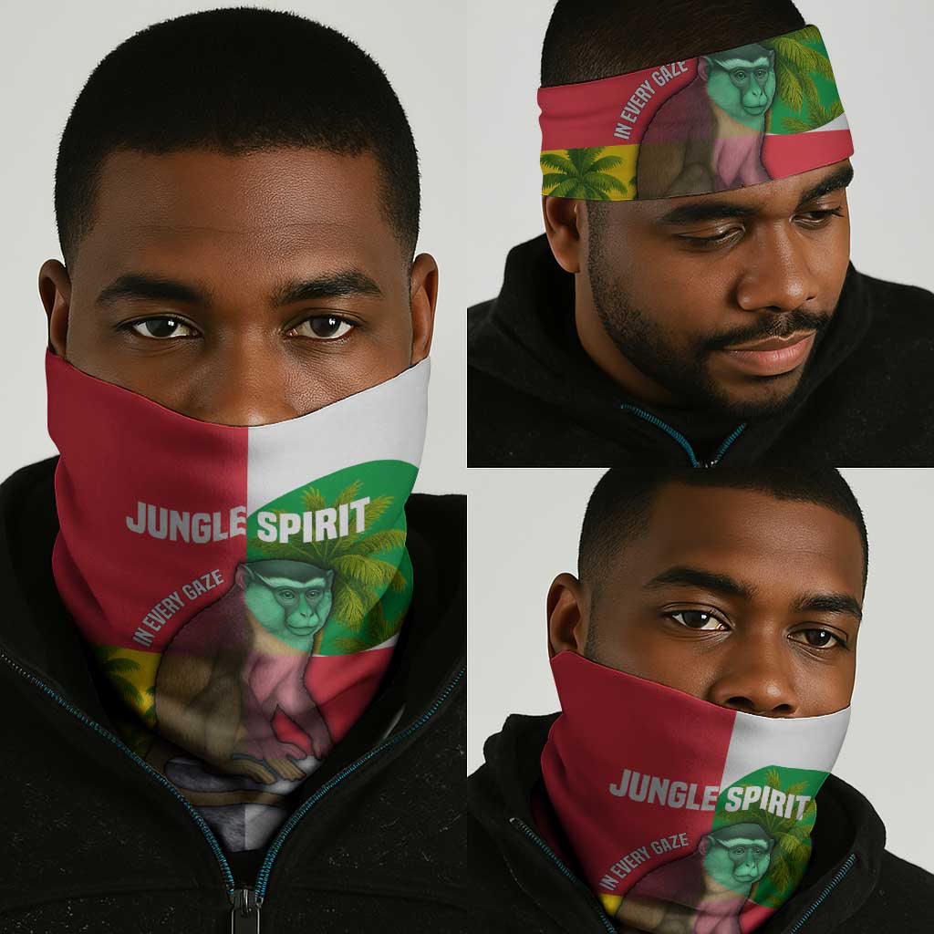 Jungle Spirit Monkey Neck Gaiter Sao Tome and Principe Tropical Flag Color TS04