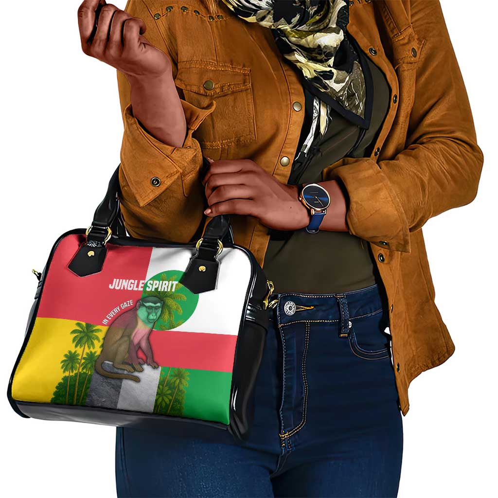 Jungle Spirit Monkey Shoulder Handbag Sao Tome and Principe Tropical Flag Color - African Pride