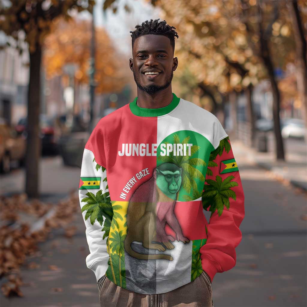 Jungle Spirit Monkey Sweatshirt Sao Tome and Principe Tropical Flag Color - African Pride