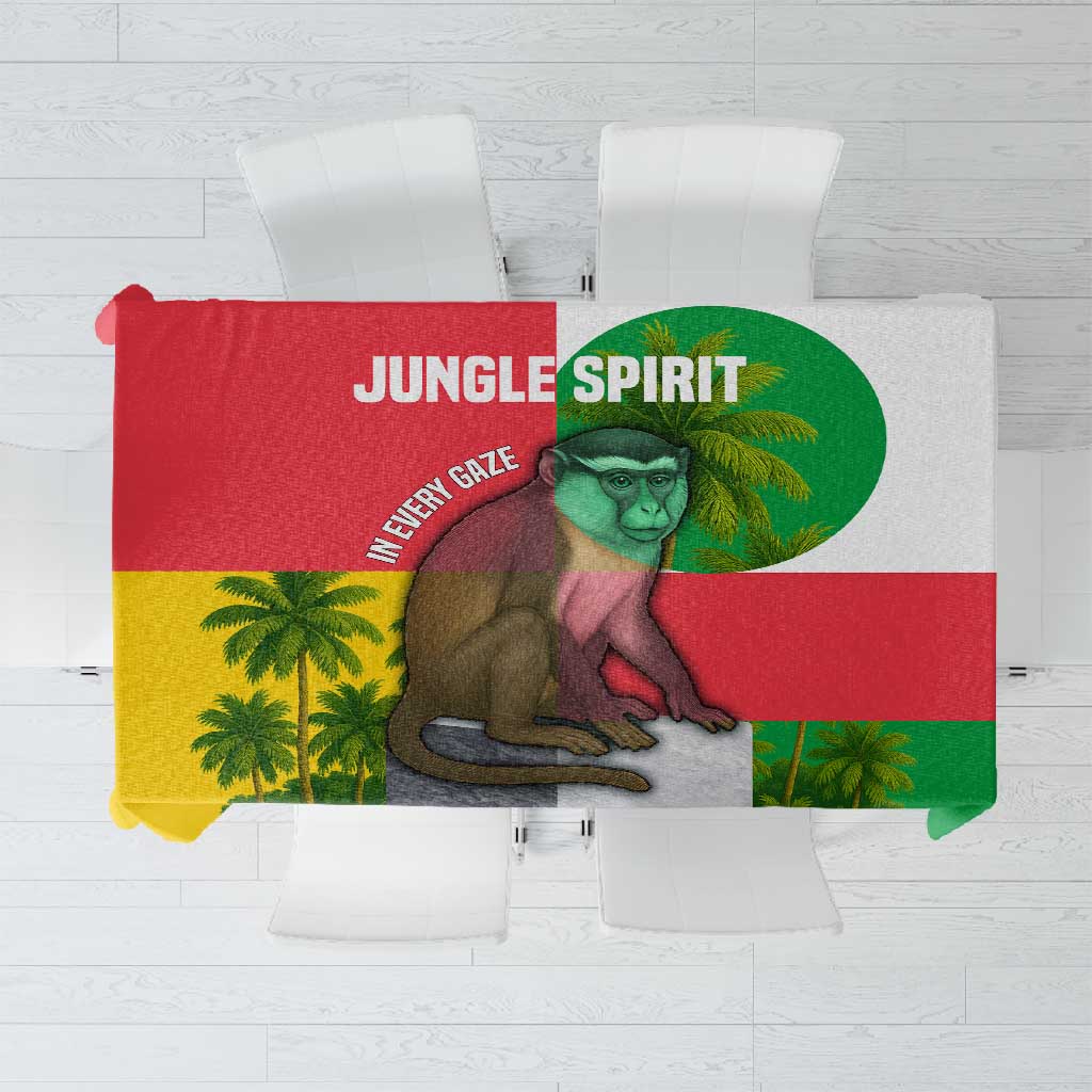 Jungle Spirit Monkey Tablecloth Sao Tome and Principe Tropical Flag Color - African Pride