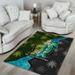 Sea Turtle Sao Tome and Principe Area Rug Ocean Tide and Tropical Palm - African Pride