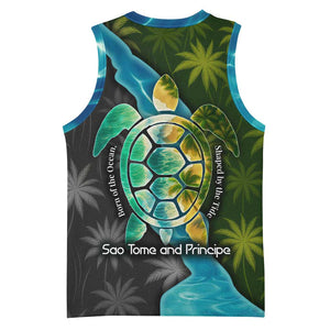 Sea Turtle Sao Tome and Principe Basketball Jersey Ocean Tide and Tropical Palm TS04