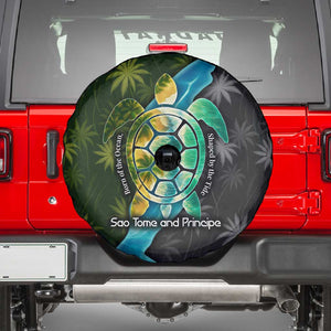 Sea Turtle Sao Tome and Principe Spare Tire Cover Ocean Tide and Tropical Palm - African Pride