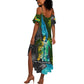 Sea Turtle Sao Tome and Principe Summer Maxi Dress Ocean Tide and Tropical Palm - African Pride