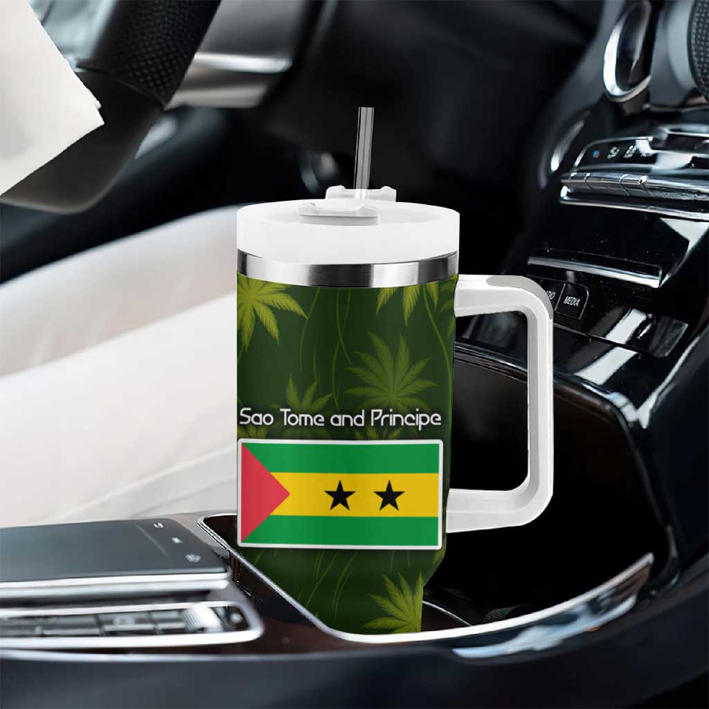 Sea Turtle Sao Tome and Principe Tumbler With Handle Ocean Tide and Tropical Palm - African Pride