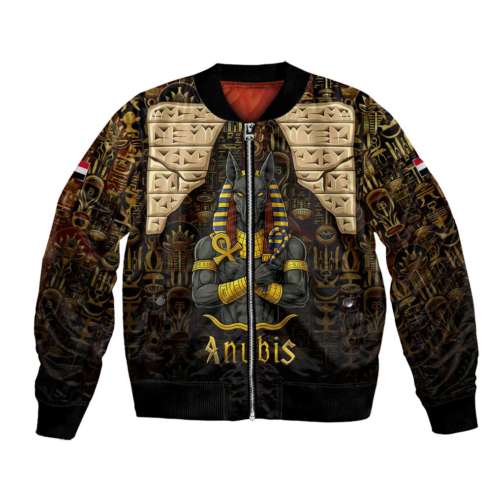 Anubis Egypt Bomber Jacket Ancient Hieroglyph Pharaoh Spirit - African Pride