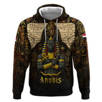 Anubis Egypt Hoodie Ancient Hieroglyph Pharaoh Spirit - African Pride