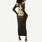 Anubis Egypt Long Sleeve Bodycon Dress Ancient Hieroglyph Pharaoh Spirit - African Pride