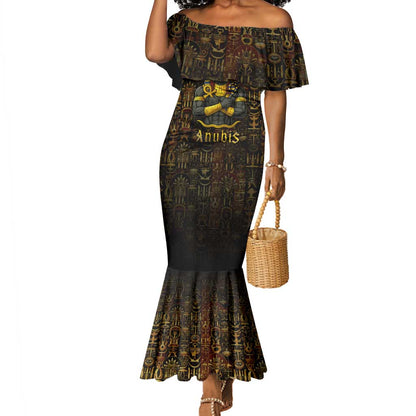 Anubis Egypt Mermaid Dress Ancient Hieroglyph Pharaoh Spirit - African Pride