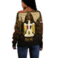 Anubis Egypt Off Shoulder Sweater Ancient Hieroglyph Pharaoh Spirit - African Pride