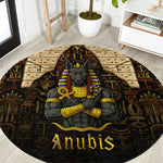 Anubis Egypt Round Carpet Ancient Hieroglyph Pharaoh Spirit - African Pride