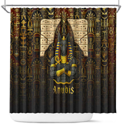 Anubis Egypt Shower Curtain Ancient Hieroglyph Pharaoh Spirit - African Pride