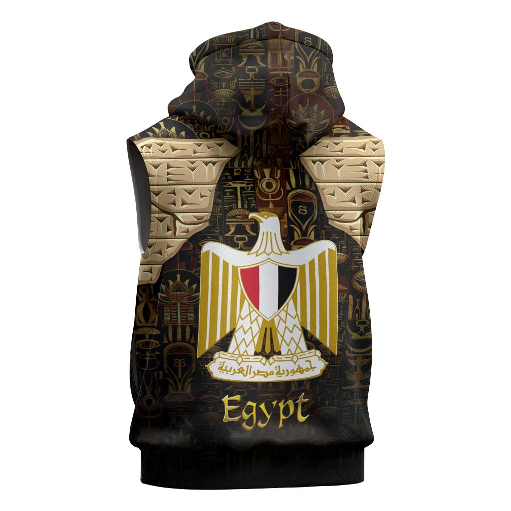 Anubis Egypt Sleeveless Hoodie Ancient Hieroglyph Pharaoh Spirit - African Pride