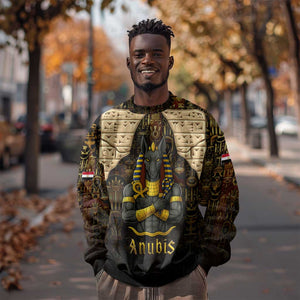 Anubis Egypt Sweatshirt Ancient Hieroglyph Pharaoh Spirit - African Pride