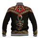 Ankh Eye of Horus Egypt Baseball Jacket Ancient Black Gold Hieroglyph Spirit - African Pride