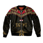 Ankh Eye of Horus Egypt Bomber Jacket Ancient Black Gold Hieroglyph Spirit - African Pride