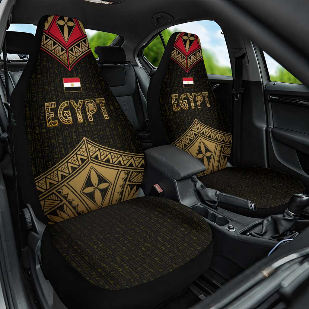 Ankh Eye of Horus Egypt Car Seat Cover Ancient Black Gold Hieroglyph Spirit - African Pride