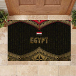 Ankh Eye of Horus Egypt Rubber Doormat Ancient Black Gold Hieroglyph Spirit - African Pride