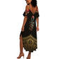 Ankh Eye of Horus Egypt Summer Maxi Dress Ancient Black Gold Hieroglyph Spirit - African Pride