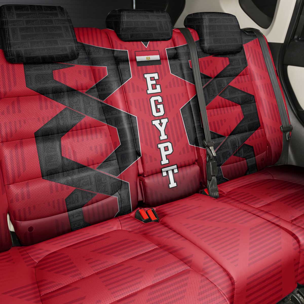 Egypt Flag Emblem Back Car Seat Cover Red Black Bold Spirit - African Pride