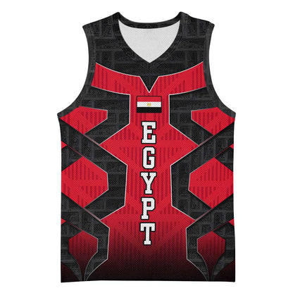 Egypt Flag Emblem Basketball Jersey Red Black Bold Spirit TS04